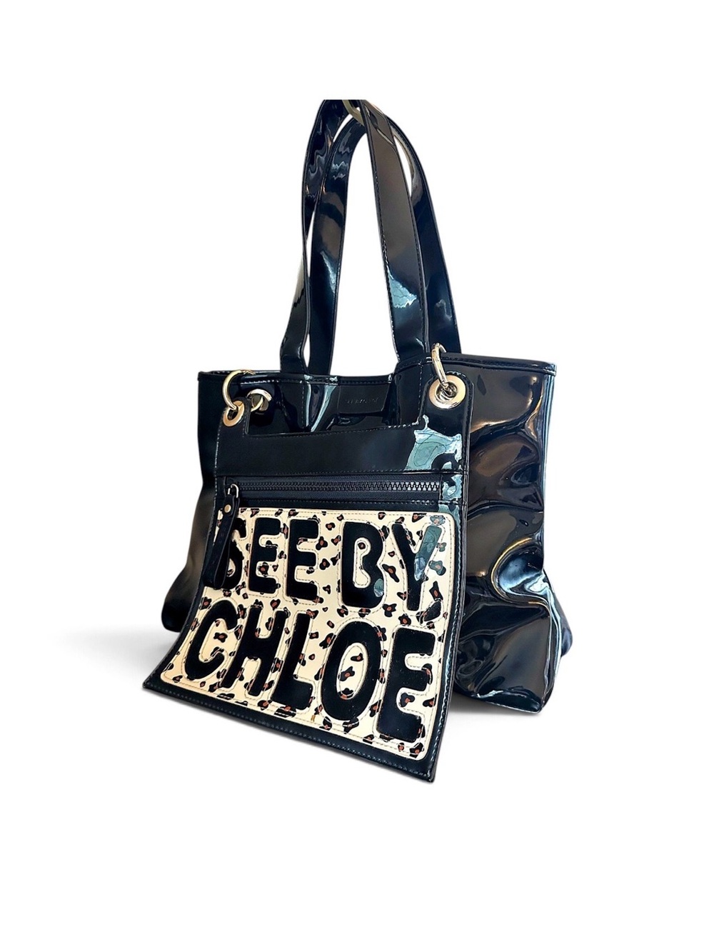 See By Chloe Cheetah Patent Leather Tote